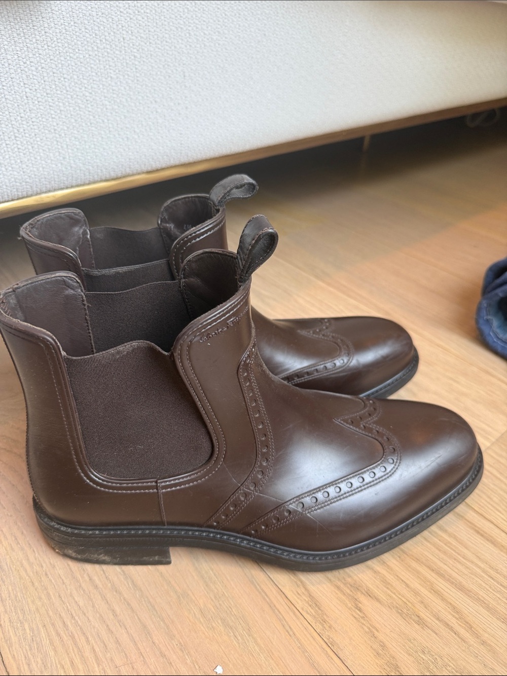Salvatore Ferragamo Dark Brown Leather Brogue Chukka Boots